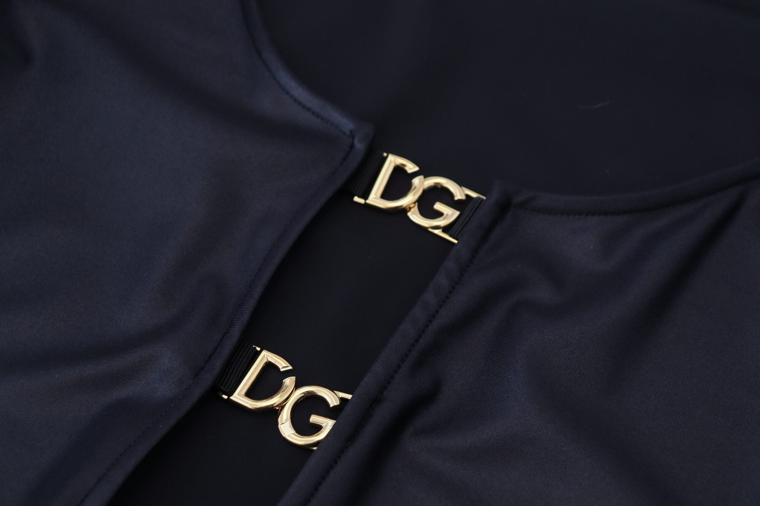 Dolce & Gabbana Schwarzes Stretch-Baumwoll-Oberteil mit offenem Brustbereich und 3/4-Ärmeln