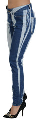 Dolce & Gabbana Kobaltblaue Streifen Skinny Jeans aus Baumwoll-Denim