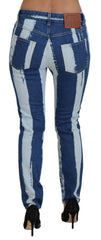 Dolce & Gabbana Kobaltblaue Streifen Skinny Jeans aus Baumwoll-Denim