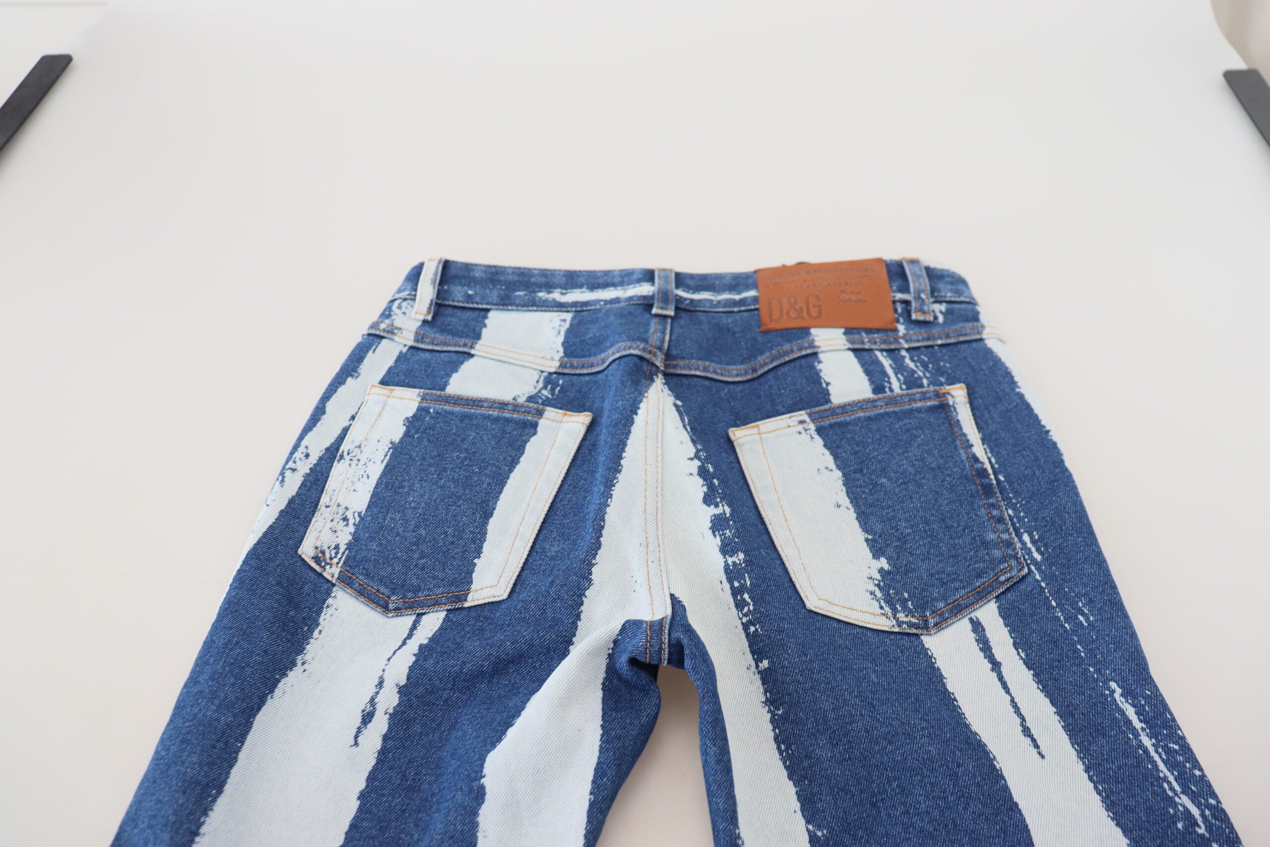 Dolce & Gabbana Kobaltblaue Streifen Skinny Jeans aus Baumwoll-Denim
