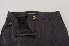 Dolce & Gabbana Damen Hose aus Wolle, grau gestreift, schmal zulaufend