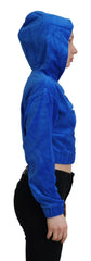 Juicy Couture Blaues Cropped Kapuzen-Sweatshirt aus Baumwolle mit durchgehendem Reißverschluss