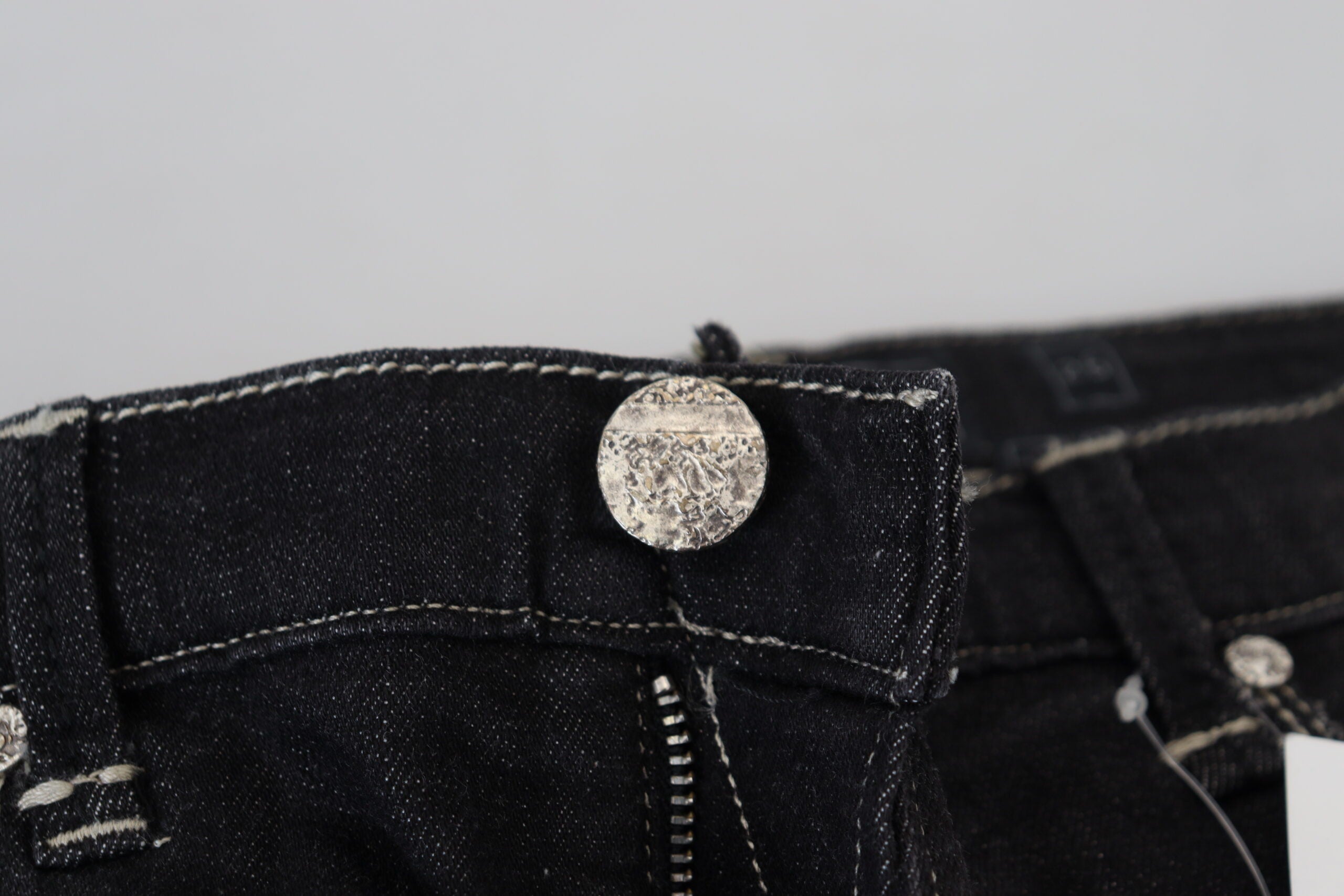 Acht Black Washed Mid Waist Tapered Damen Casual Jeans
