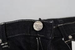 Acht Black Washed Mid Waist Tapered Damen Casual Jeans