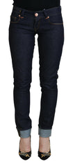 Acht blaue Low-Waist Slim Fit Damen-Jeans aus Baumwolle