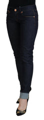 Acht blaue Low-Waist Slim Fit Damen-Jeans aus Baumwolle