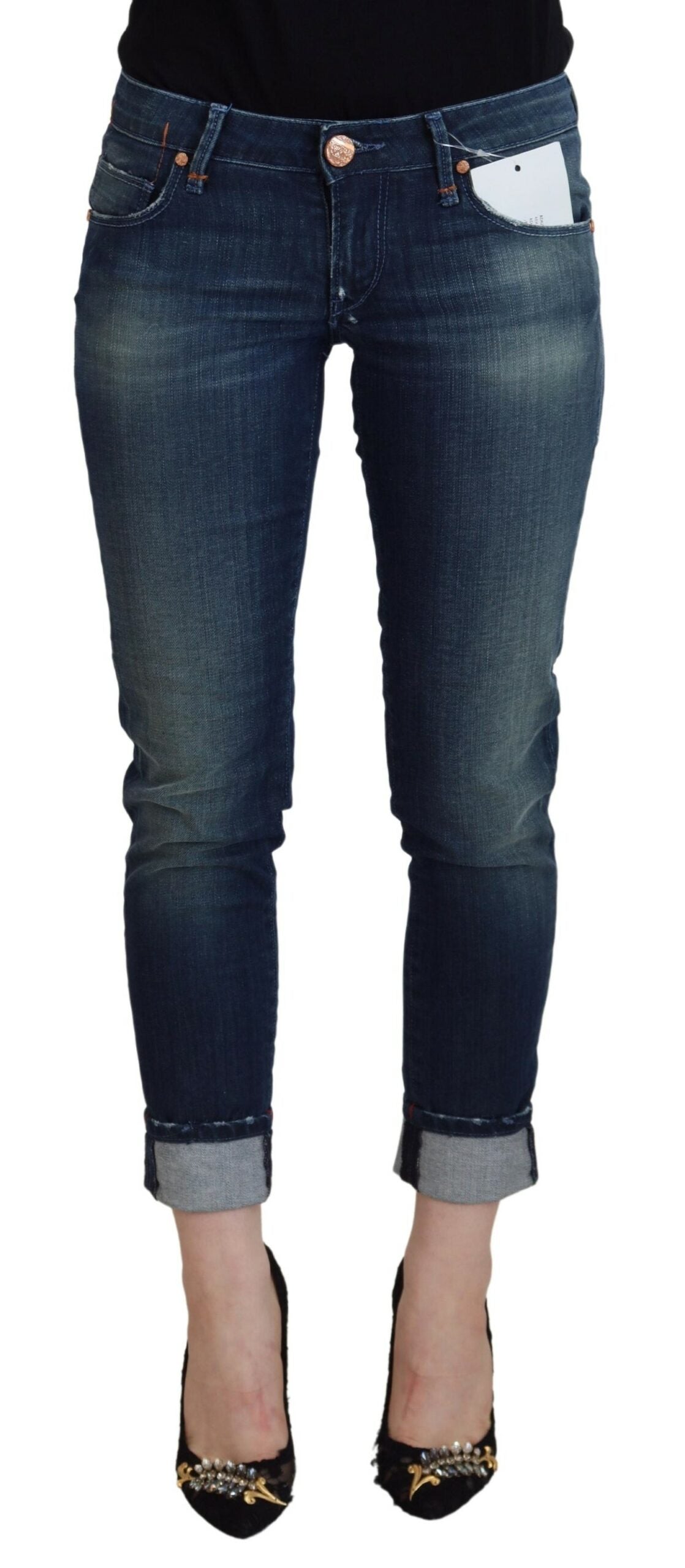 Acht blaue Slim Fit Damen Casual Denim Jeans aus Baumwolle
