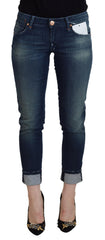 Acht blaue Slim Fit Damen Casual Denim Jeans aus Baumwolle