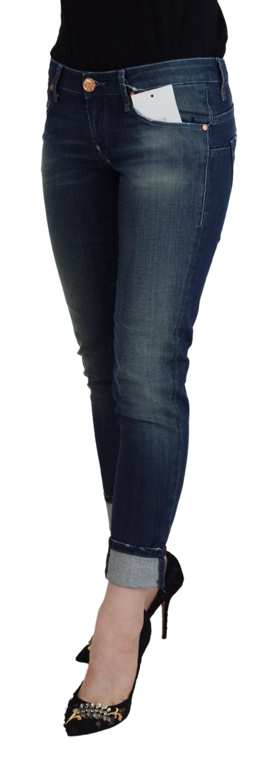 Acht blaue Slim Fit Damen Casual Denim Jeans aus Baumwolle