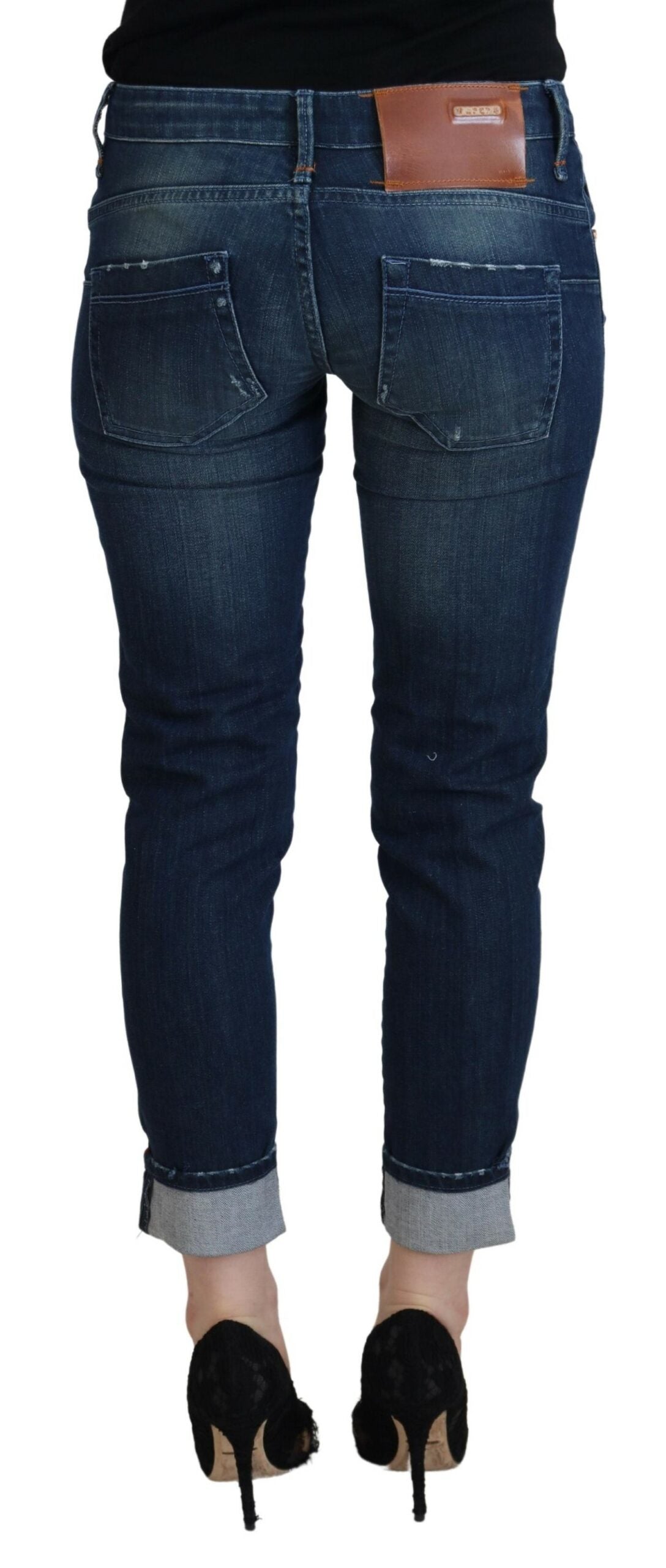 Acht blaue Slim Fit Damen Casual Denim Jeans aus Baumwolle