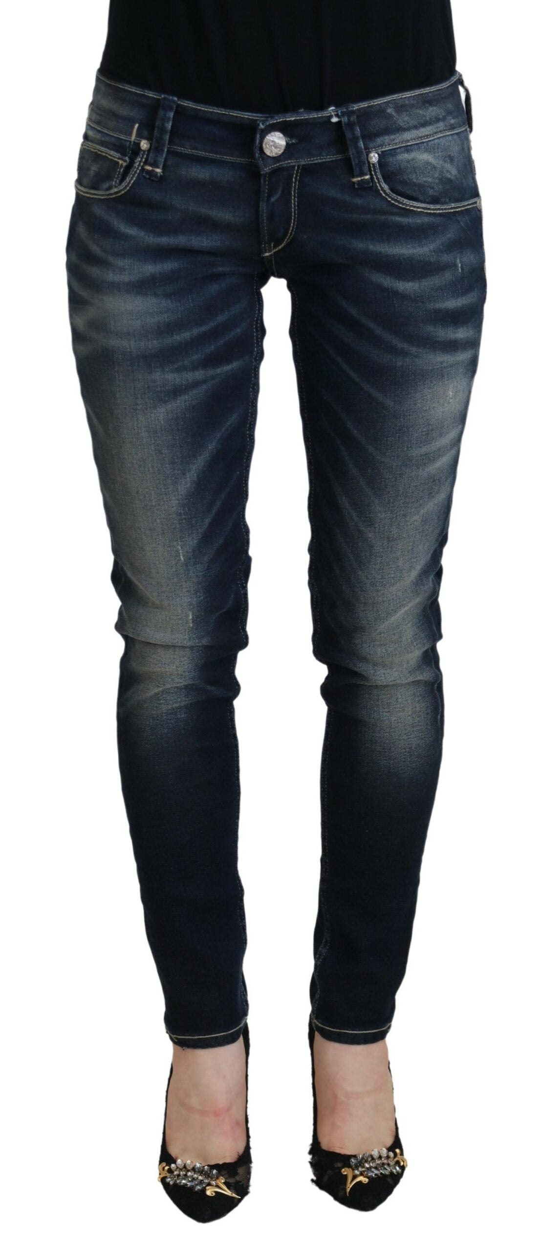 Acht Blue Washed Cotton Slim Fit Damen-Jeans