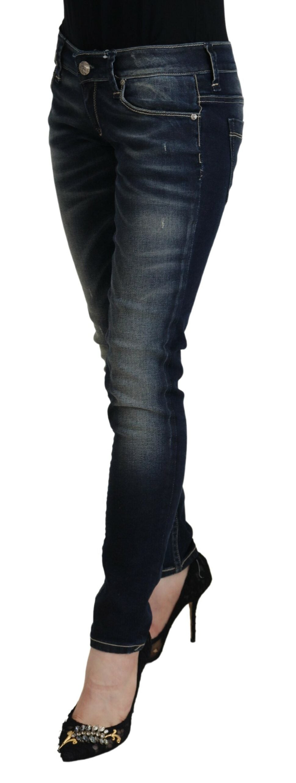 Acht Blue Washed Cotton Slim Fit Damen-Jeans
