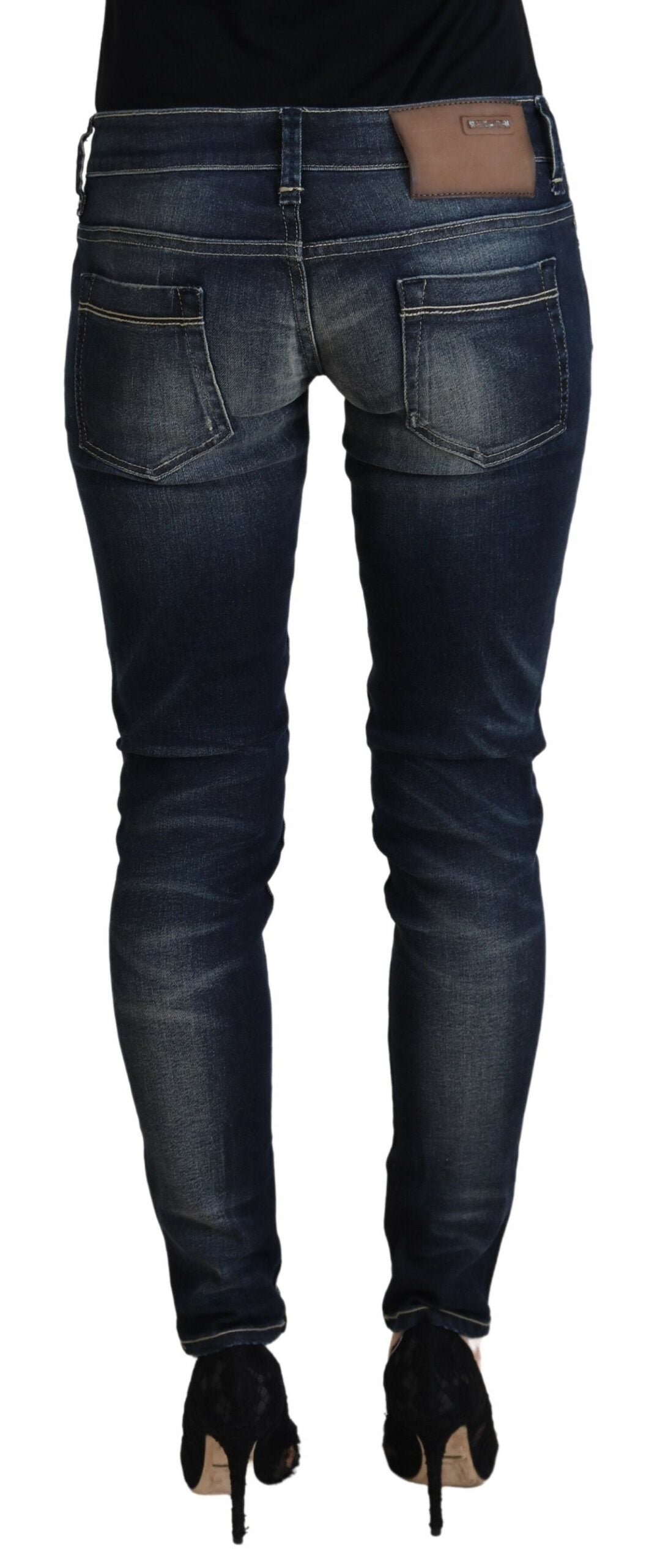 Acht Blue Washed Cotton Slim Fit Damen-Jeans