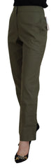 LAUREL Green Cotton High Waist Women Tapered Pants