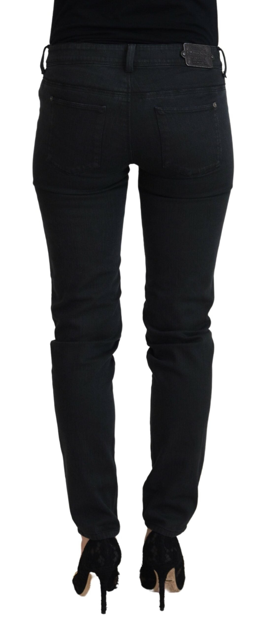 Ermanno Scervino Schwarze Baumwoll-Slim-Fit-Damenjeans