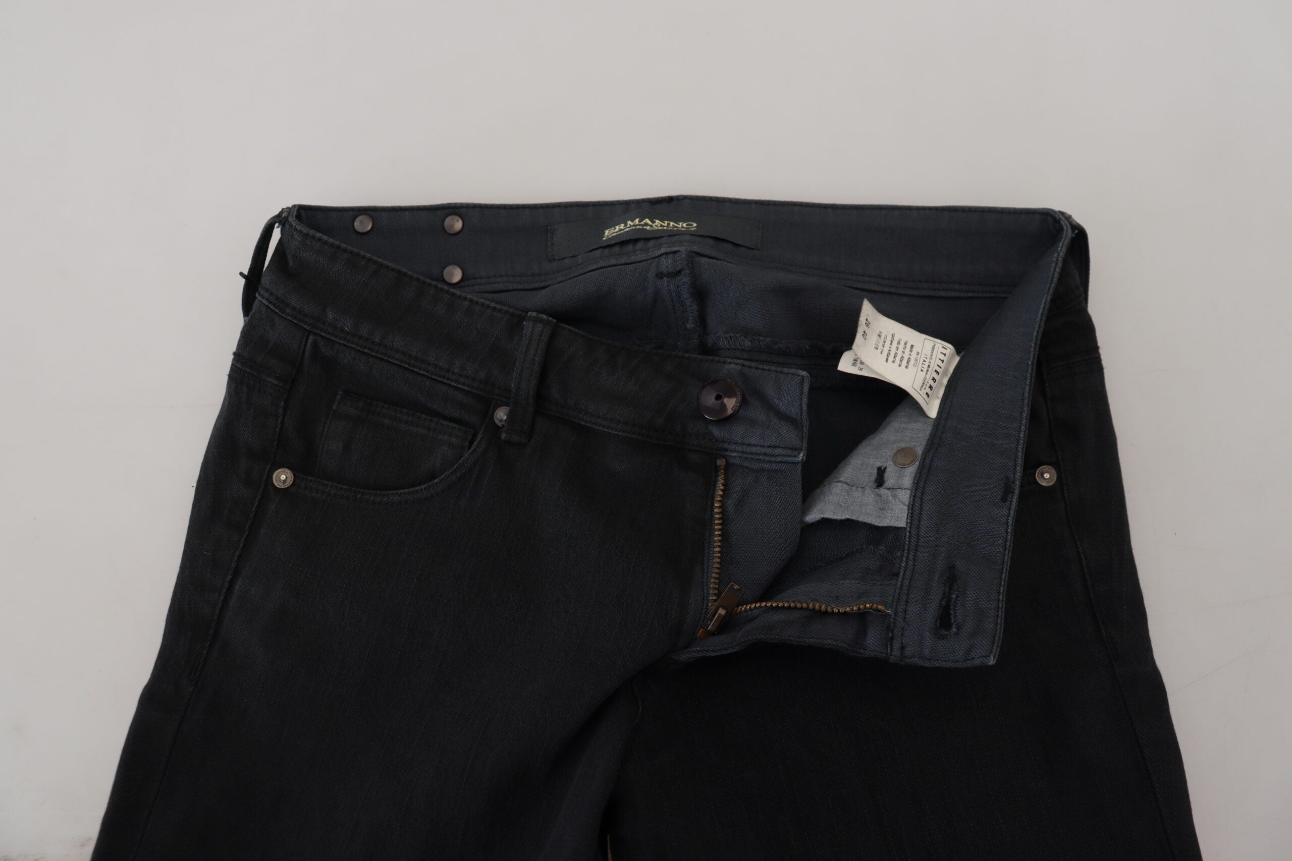 Ermanno Scervino Schwarze Baumwoll-Slim-Fit-Damenjeans