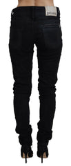 John Galliano Schwarze Baumwoll-Mid-Waist Skinny Slim Fit Jeans