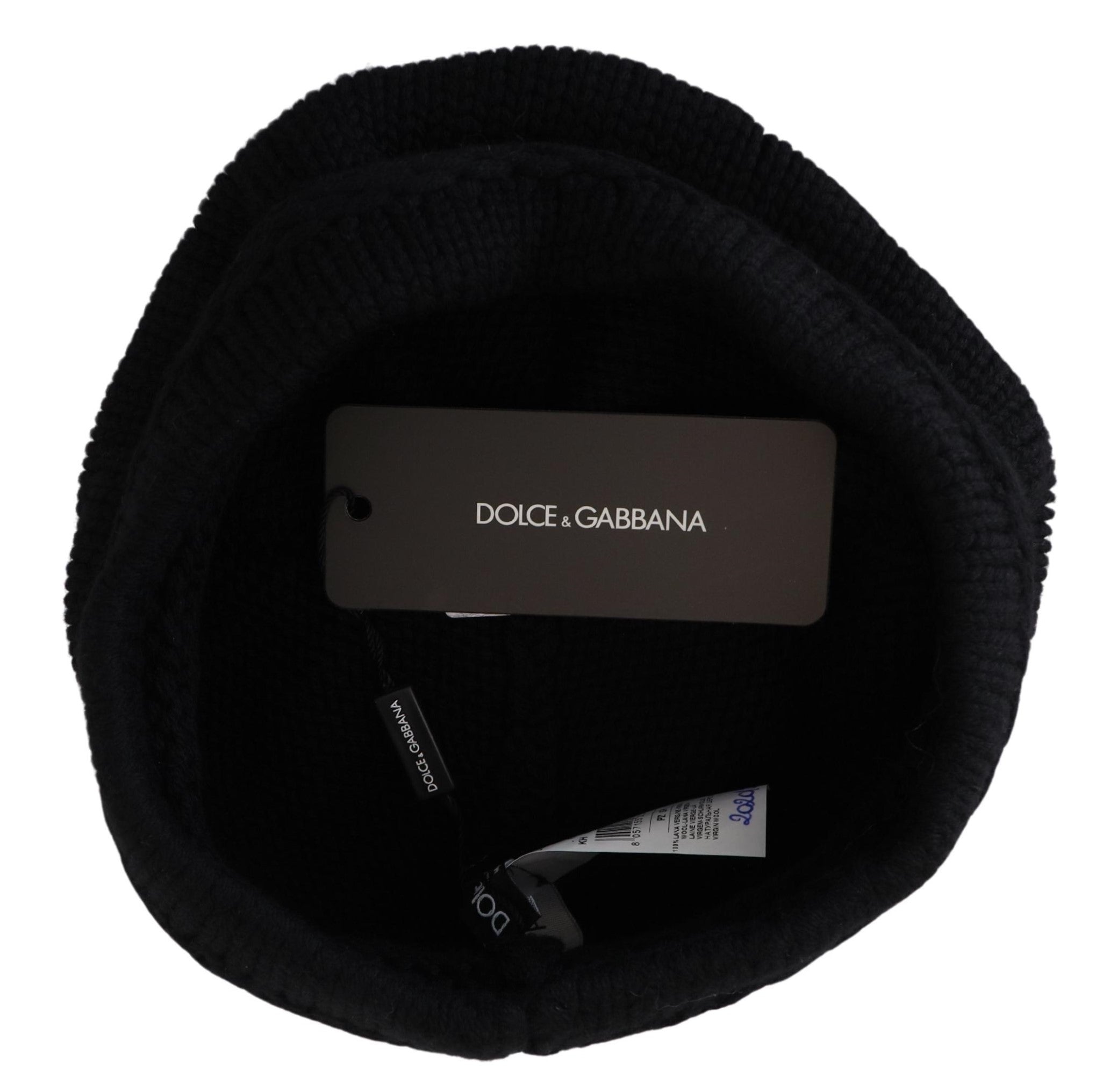 Dolce & Gabbana Schwarze Damen Wintermütze aus Schurwolle