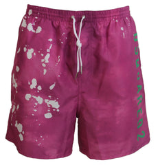 Dsquared² Pink Tie Dye Logo Herren Badeshorts Swimwear