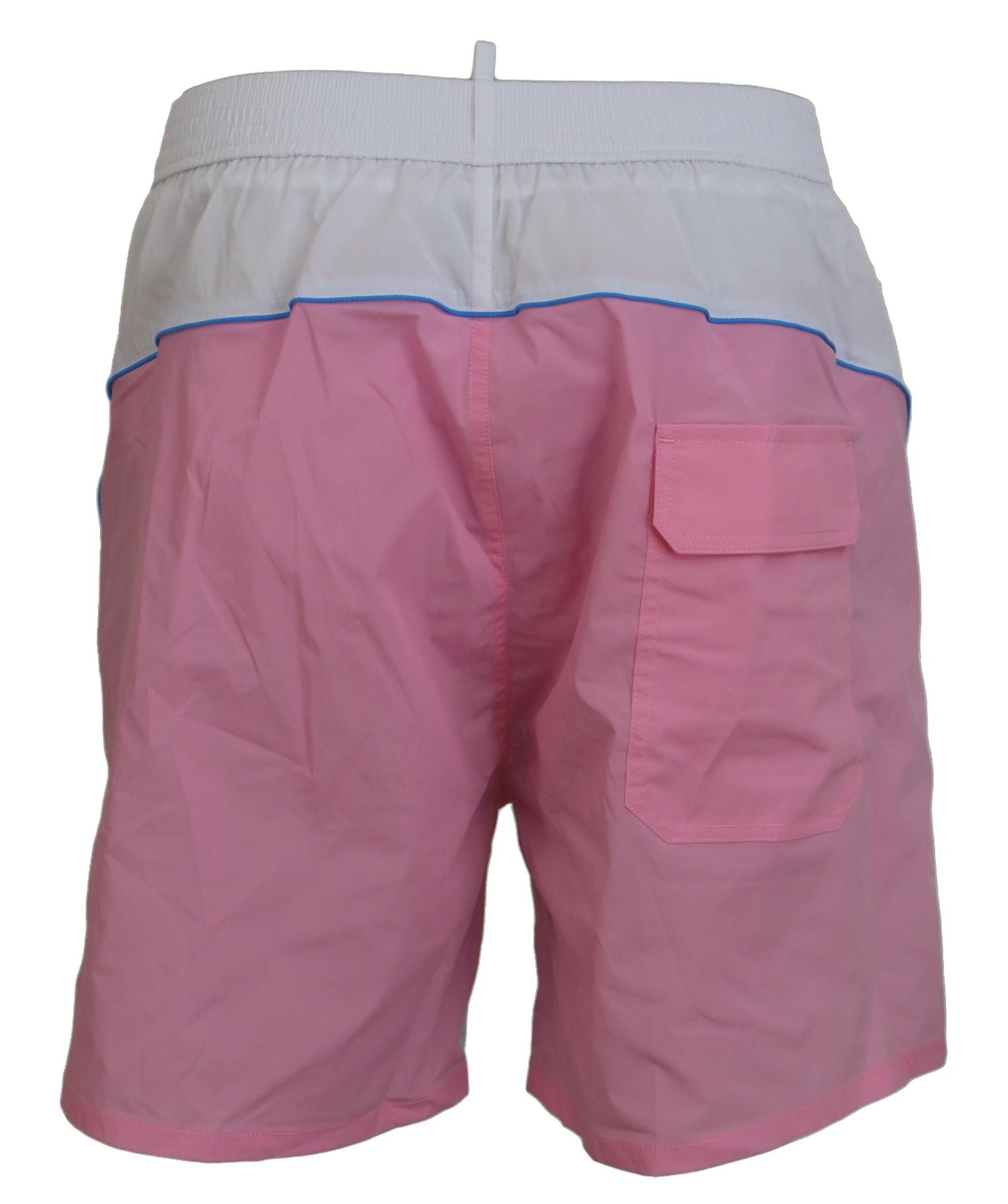 Dsquared² White Pink Logo Print Herren Badeshorts Bademode