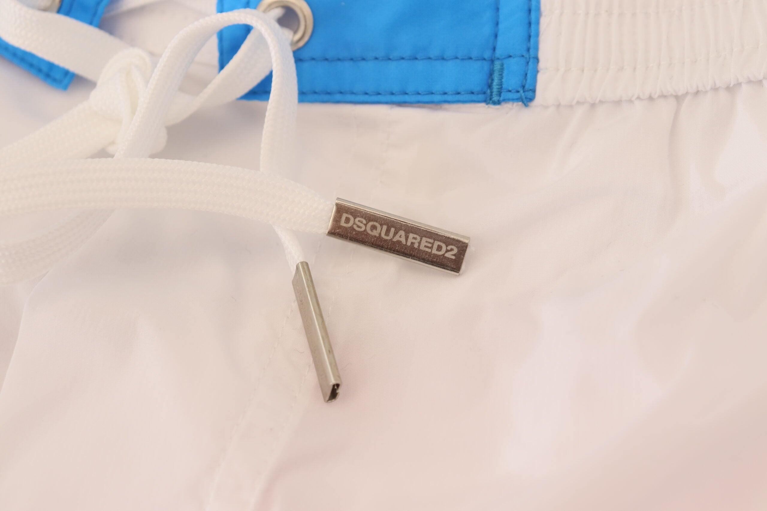 Dsquared² White Pink Logo Print Herren Badeshorts Bademode