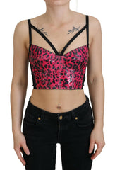 Dolce & Gabbana Rosa bauchfreies Korsett-Oberteil mit Leopardenmuster