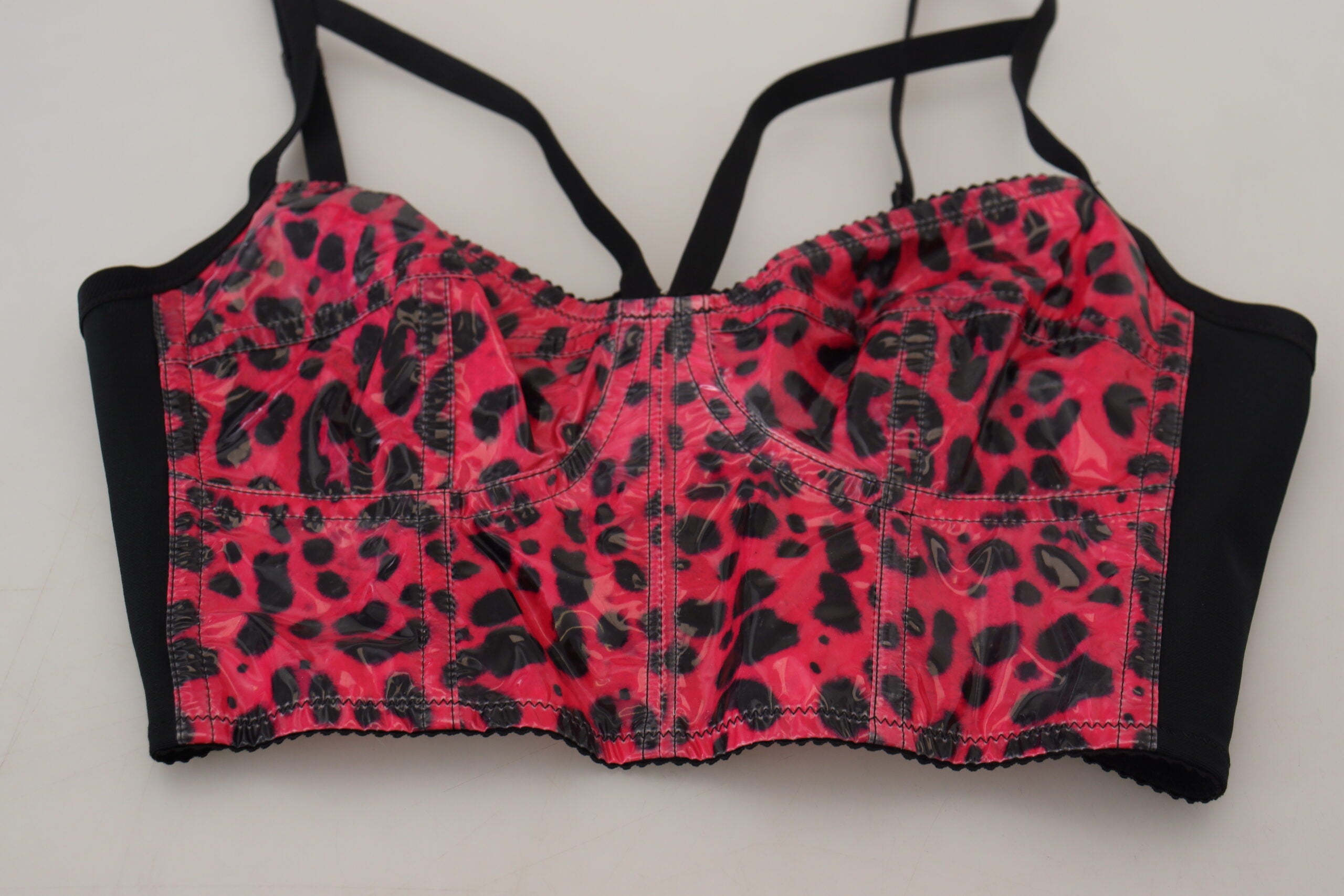 Dolce & Gabbana Rosa bauchfreies Korsett-Oberteil mit Leopardenmuster