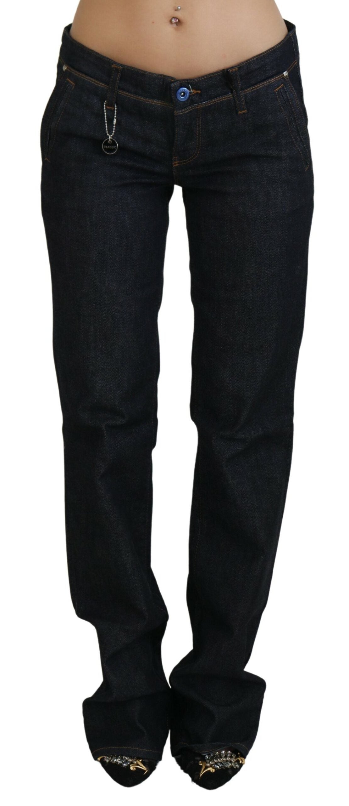 Costume National Blaue Hüfthose Straight Denim Jeans