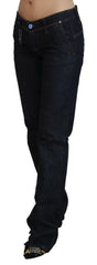 Costume National Blaue Hüfthose Straight Denim Jeans