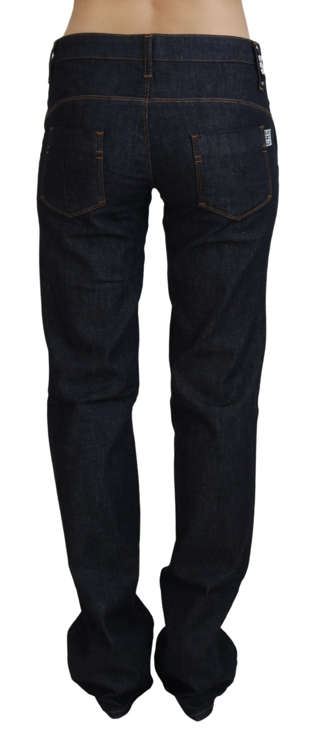 Costume National Blaue Hüfthose Straight Denim Jeans
