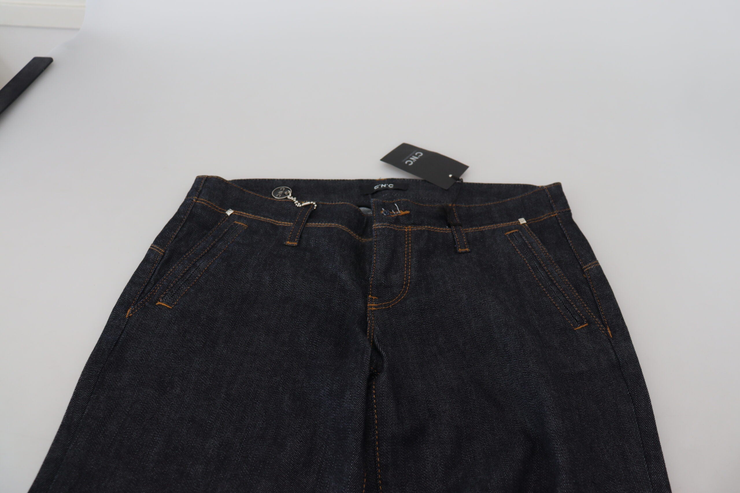 Costume National Blaue Hüfthose Straight Denim Jeans