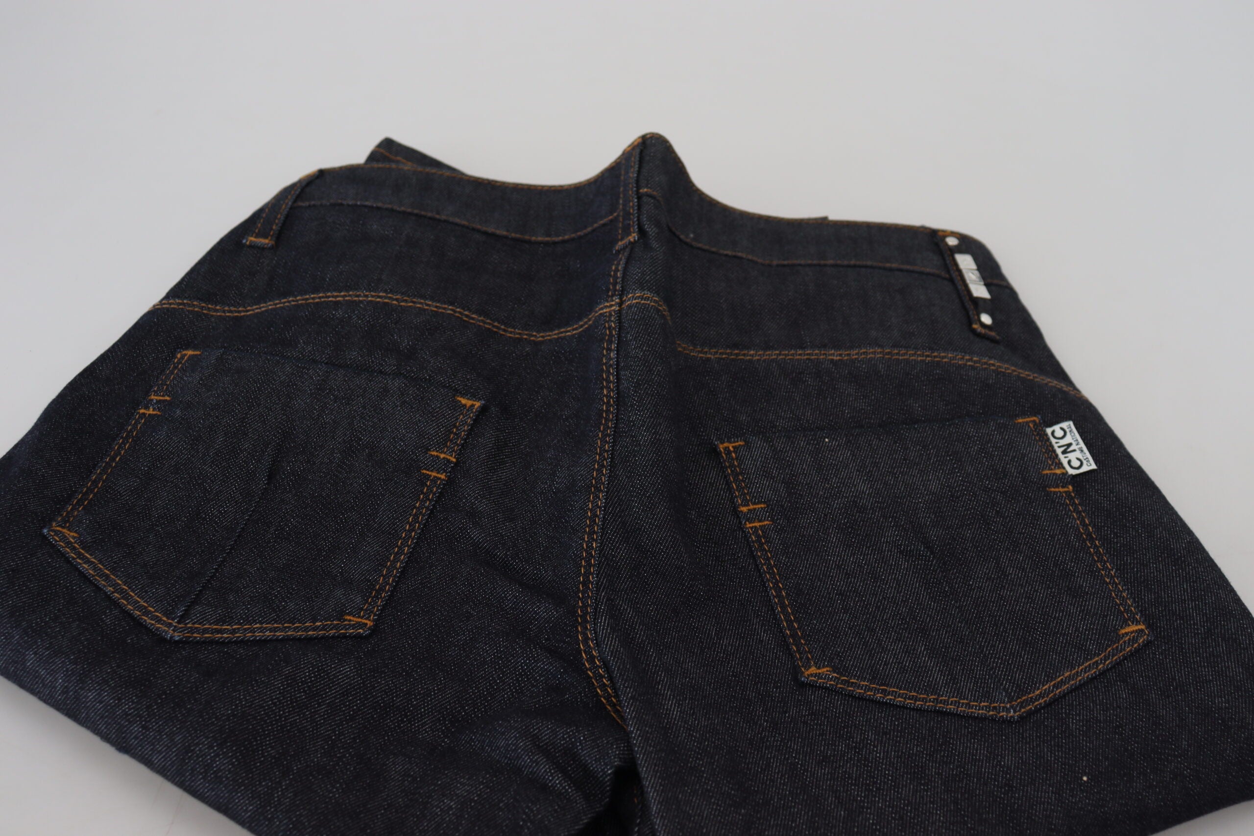 Costume National Blaue Hüfthose Straight Denim Jeans