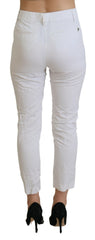 Dondup Weiße High-Waist Tapered Hose für Damen