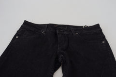 Acht schwarze Low Waist Slim Fit Jeans aus Baumwoll-Denim