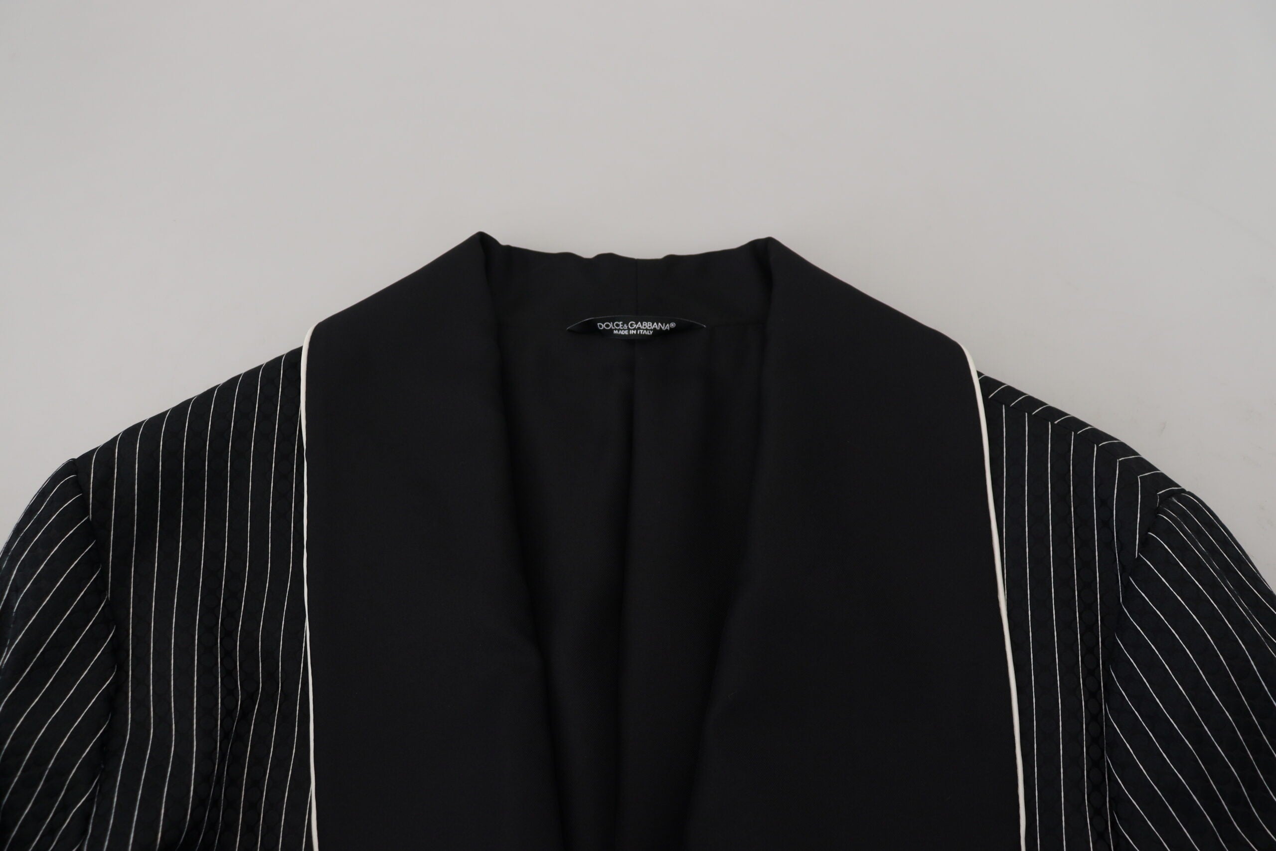Dolce & Gabbana Schwarze Robe Gestreifte DG Patch Jacke Herren Blazer