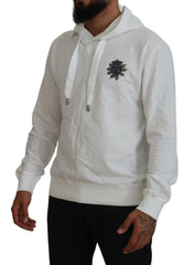 Dolce & Gabbana Weißes Baumwoll-Kapuzenpullover mit Logo