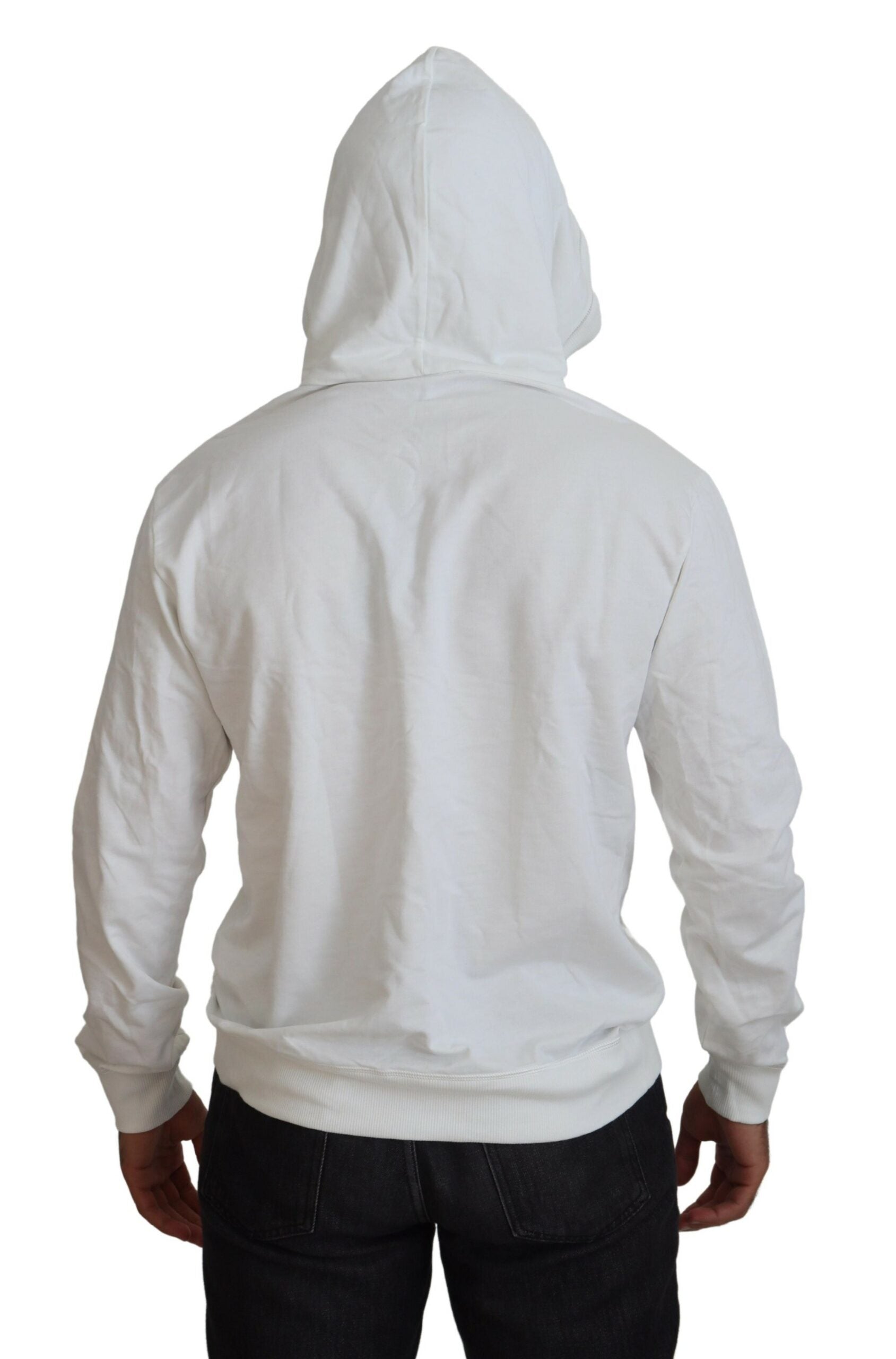 Dolce & Gabbana Weißes Baumwoll-Kapuzenpullover mit Logo