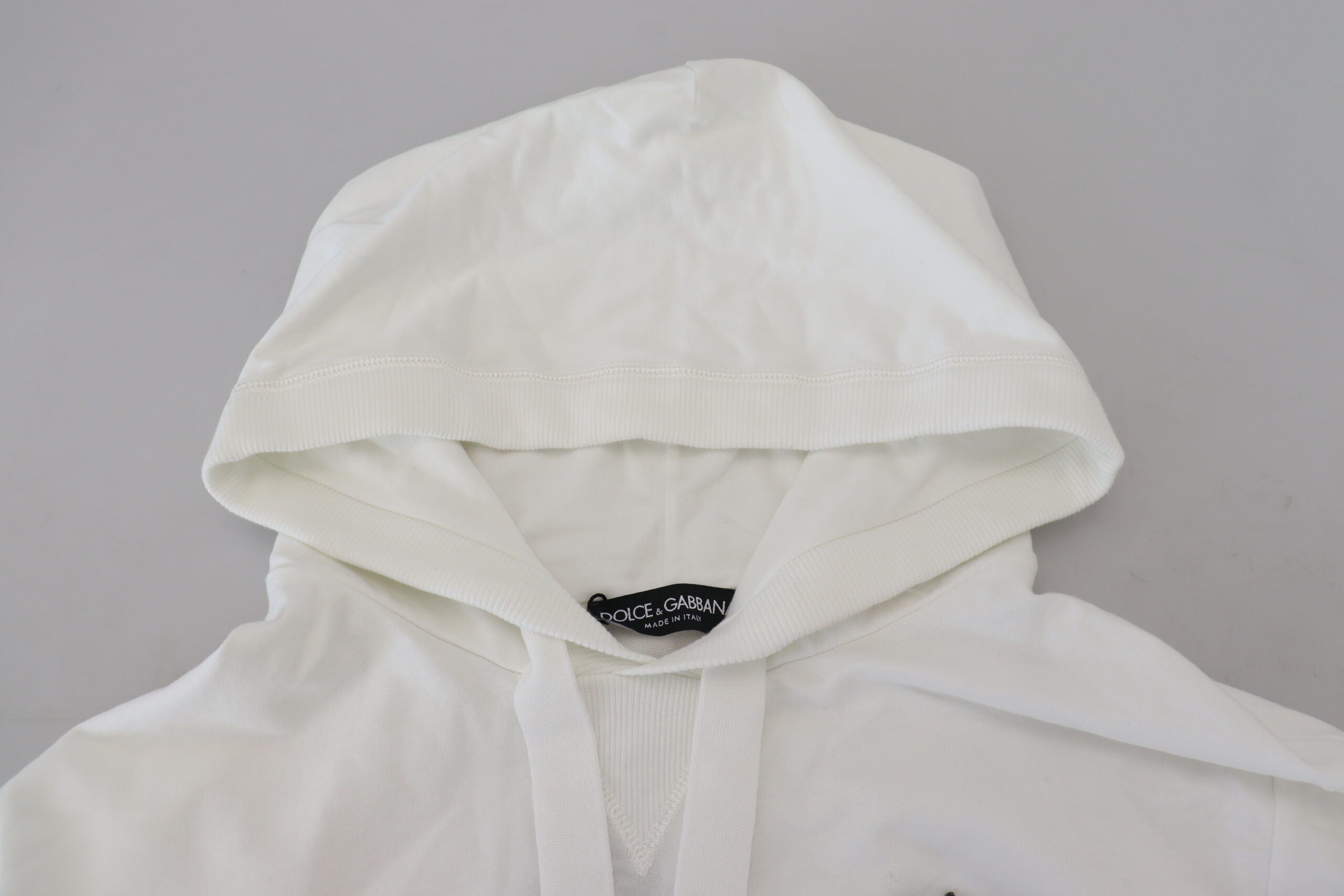 Dolce & Gabbana Weißes Baumwoll-Kapuzenpullover mit Logo