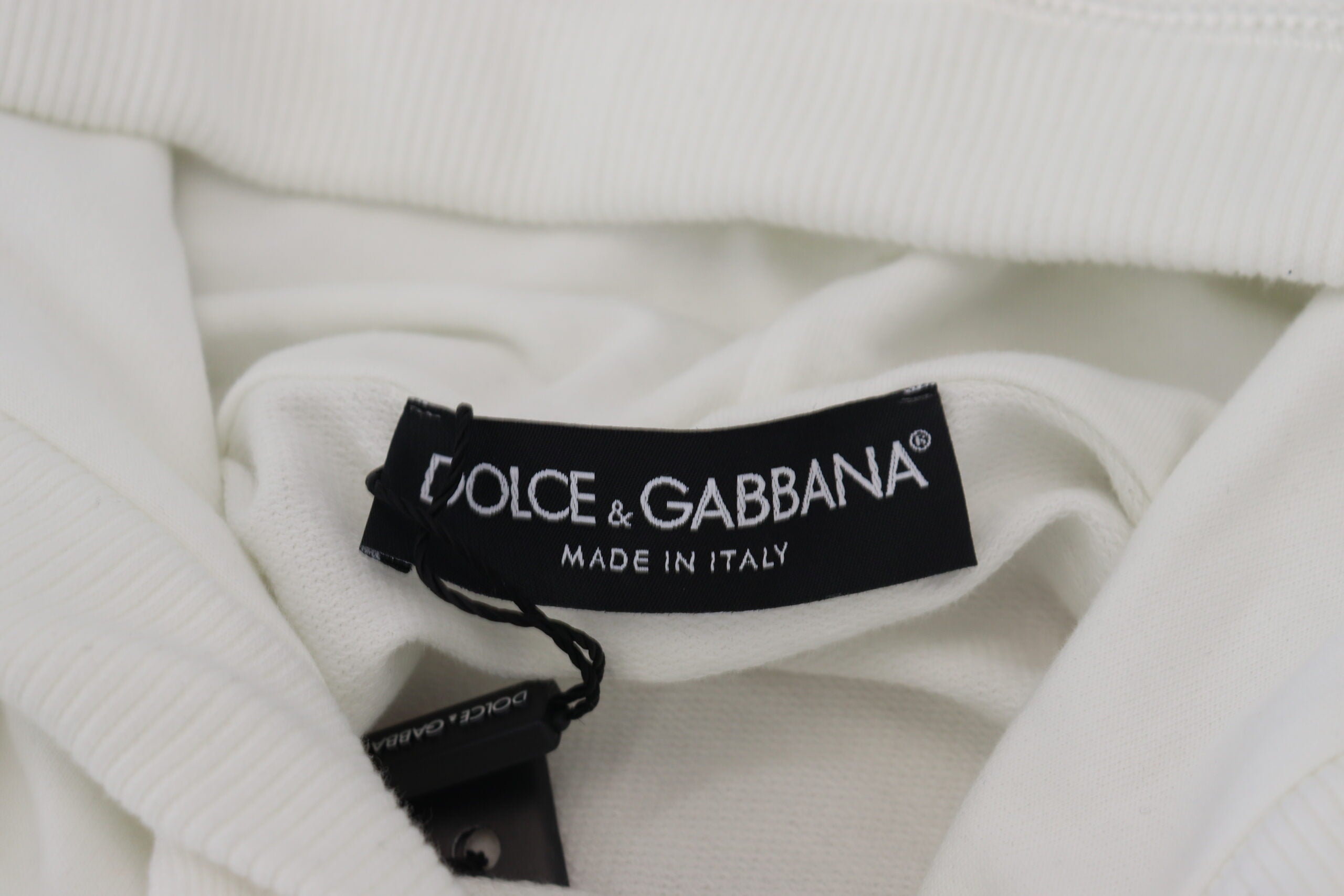 Dolce & Gabbana Weißes Baumwoll-Kapuzenpullover mit Logo