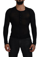 Dolce & Gabbana Schwarzer Kaschmir-Pullover mit Knöpfen