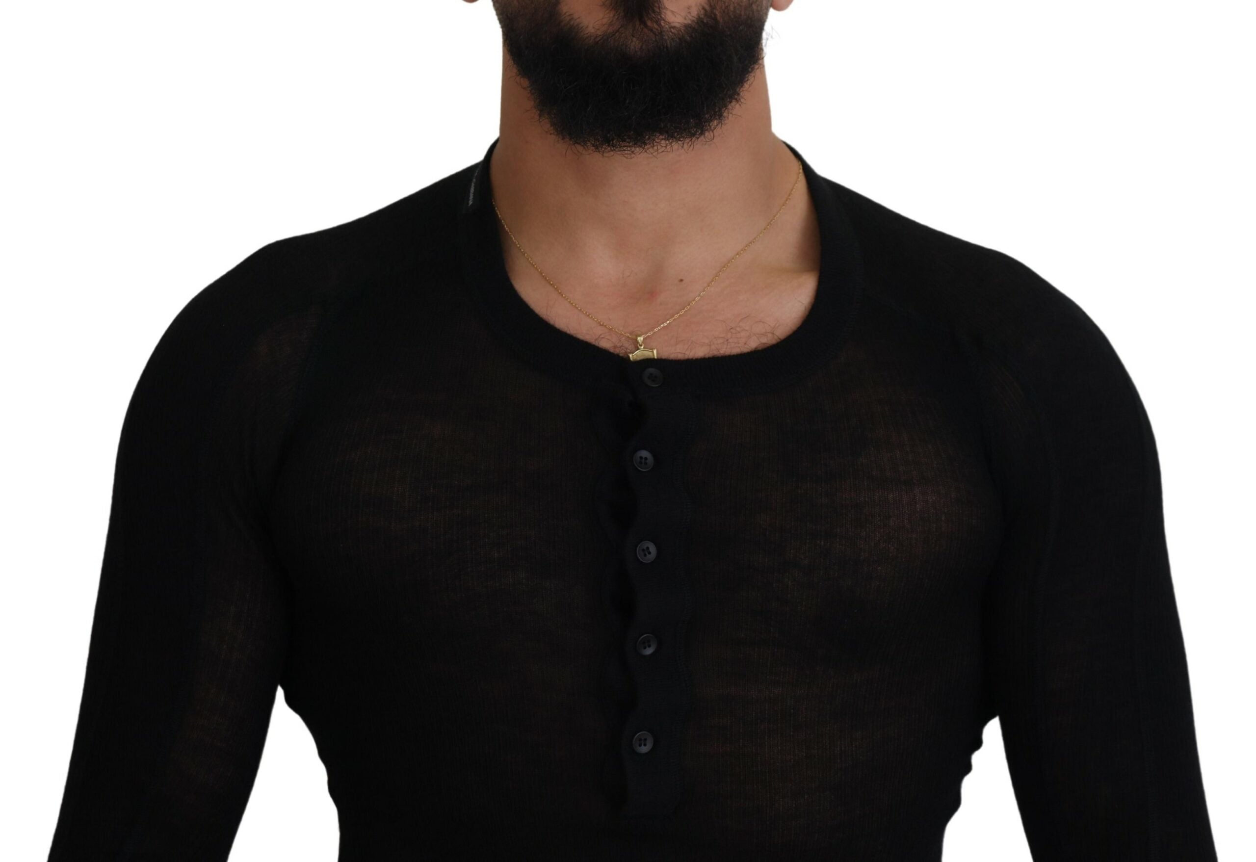 Dolce & Gabbana Schwarzer Kaschmir-Pullover mit Knöpfen