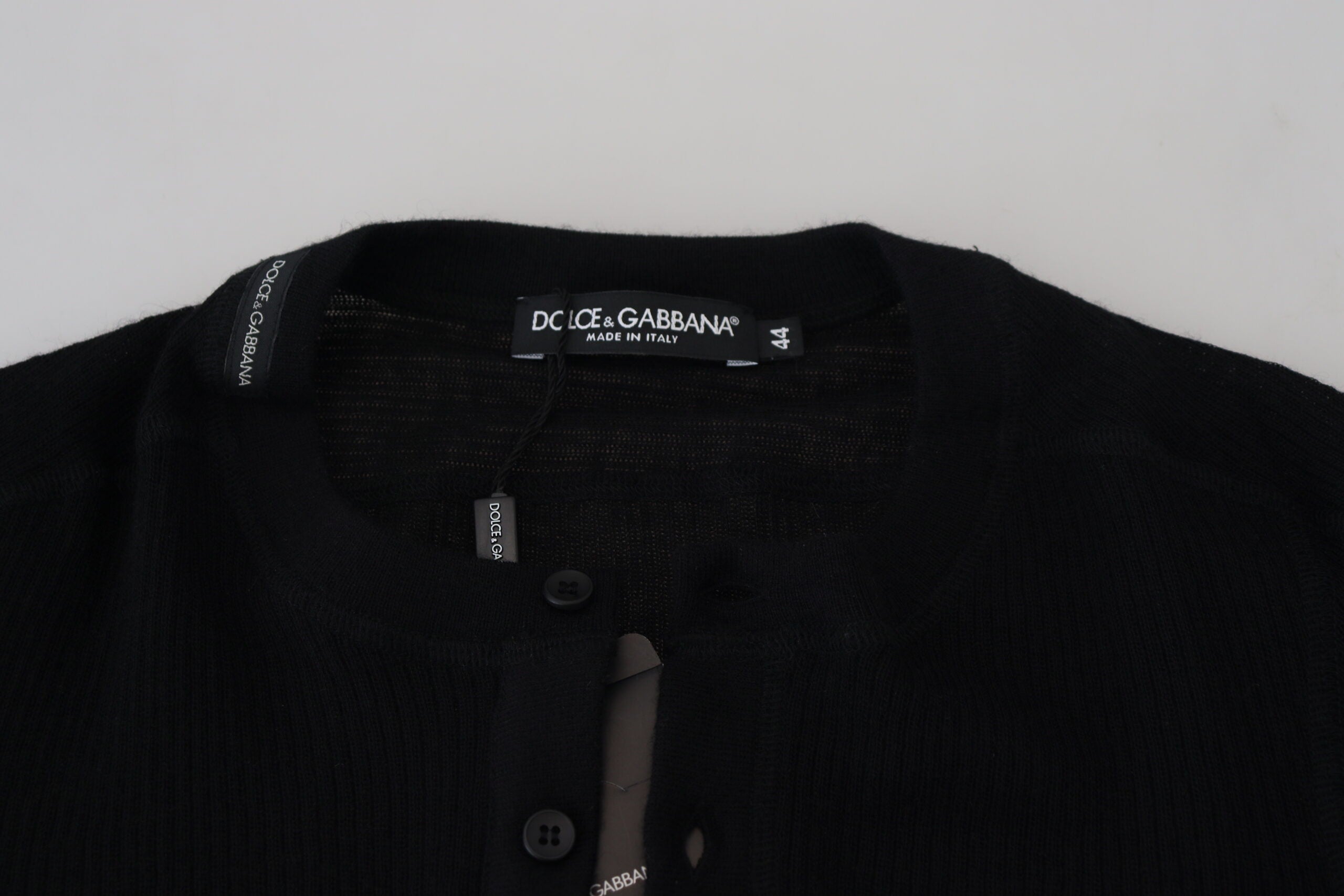 Dolce & Gabbana Schwarzer Kaschmir-Pullover mit Knöpfen