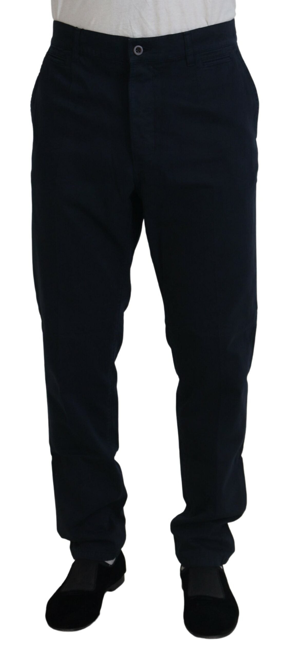 Dolce & Gabbana Blaues Baumwollkleid Formelle Herrenhose