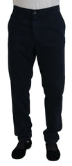 Dolce & Gabbana Blaues Baumwollkleid Formelle Herrenhose