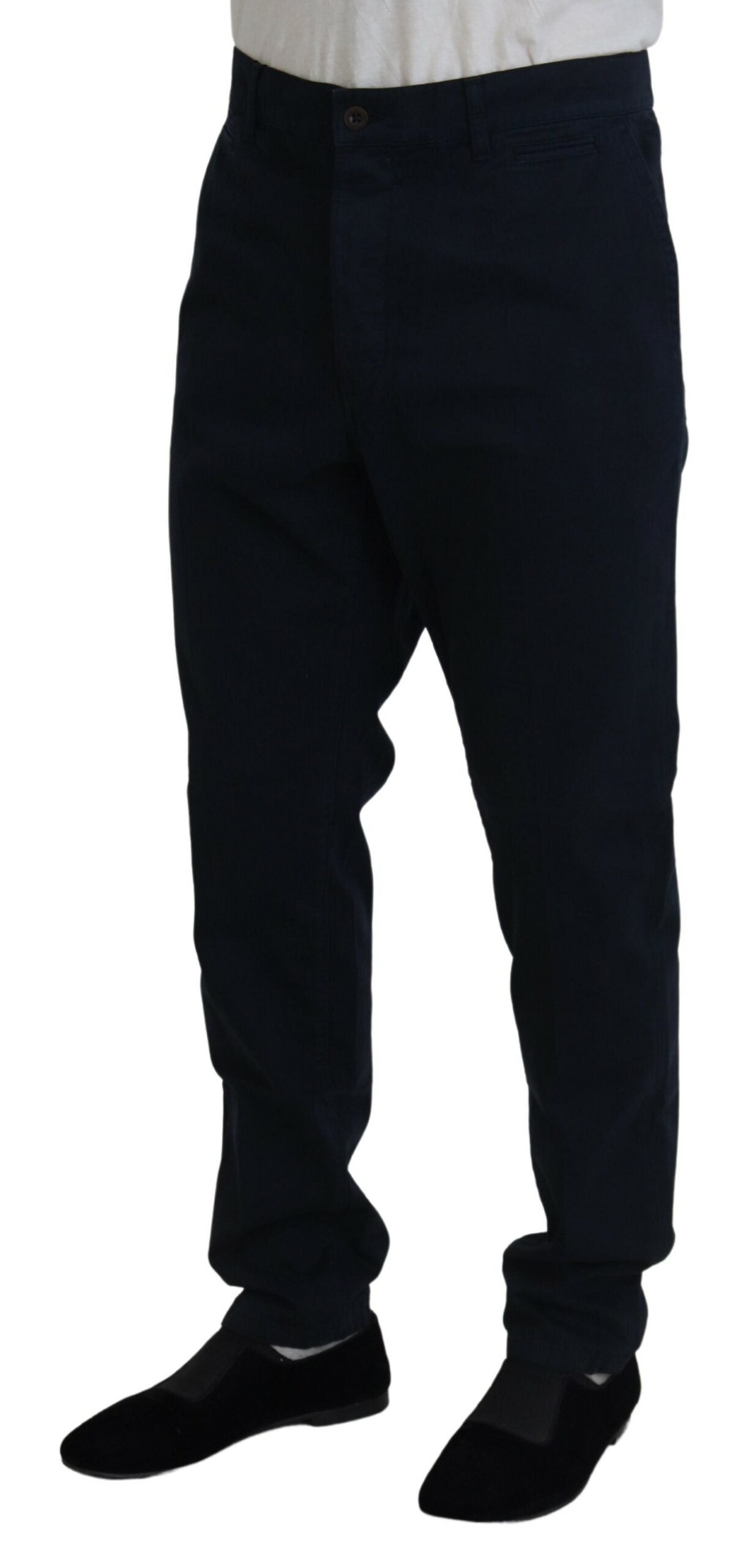 Dolce & Gabbana Blaues Baumwollkleid Formelle Herrenhose
