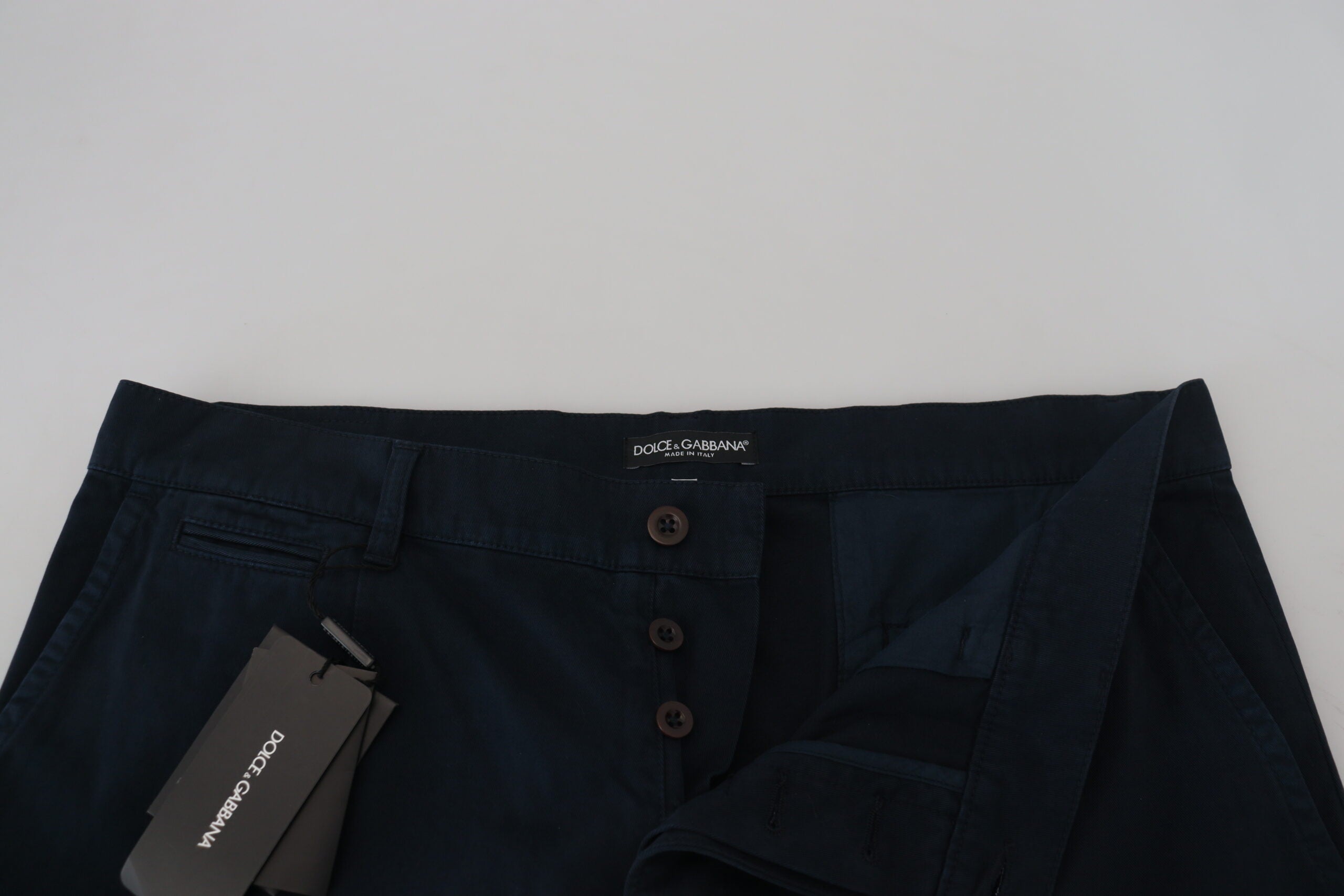 Dolce & Gabbana Blaues Baumwollkleid Formelle Herrenhose