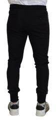 Dolce & Gabbana Schwarze Jogginghose aus Wolle mit Hufeisenmotiv