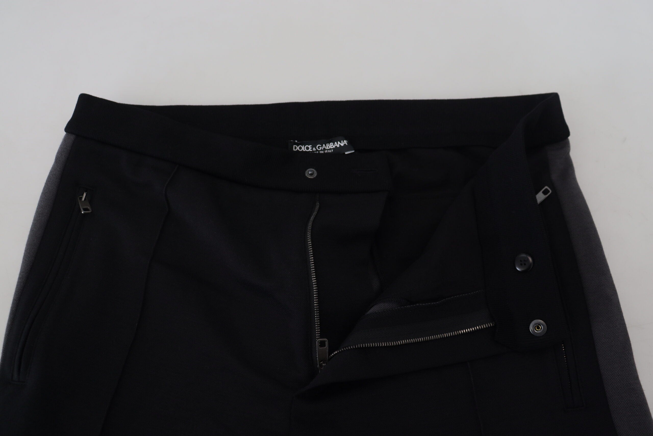 Dolce & Gabbana Schwarze Jogginghose aus Wolle mit Hufeisenmotiv