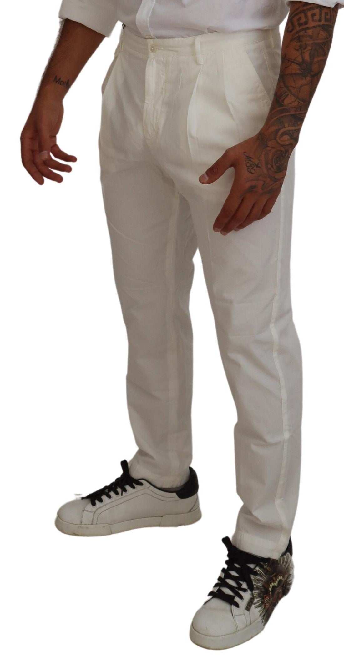 Dolce & Gabbana Weiße Skinny-Chino-Hose aus Baumwolle