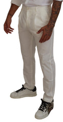 Dolce & Gabbana Weiße Skinny-Chino-Hose aus Baumwolle